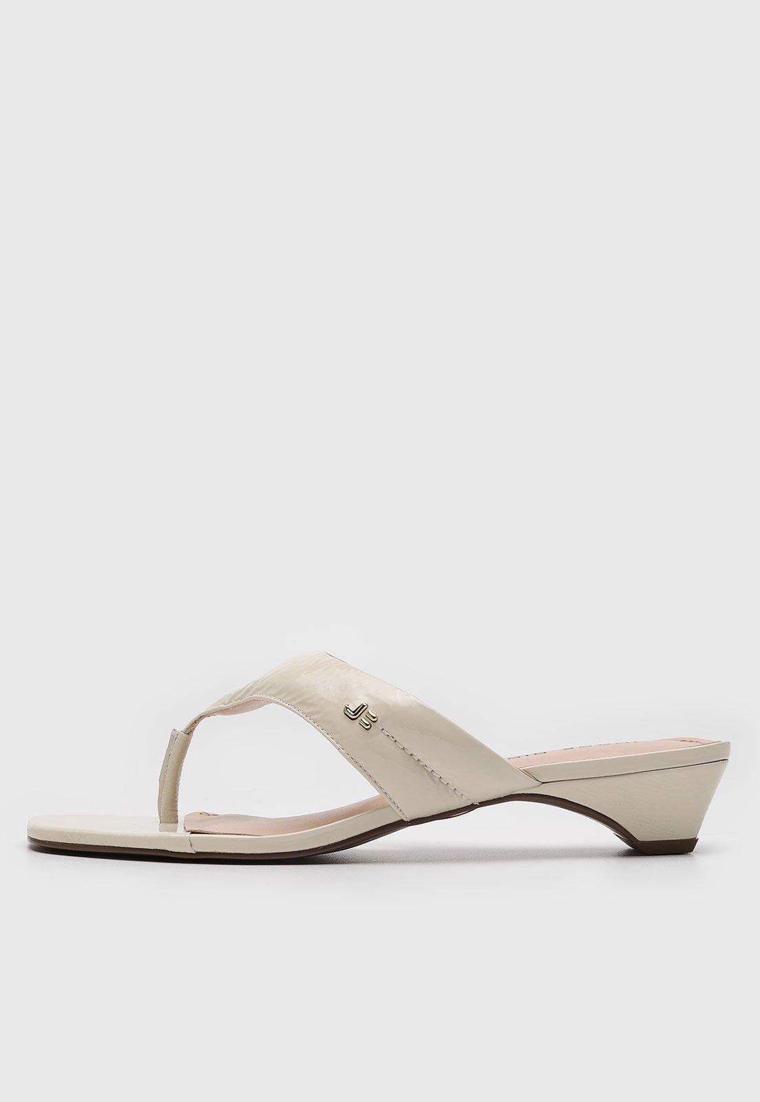 Sandália Feminina Jorge Bischoff Salto Baixo Off-White