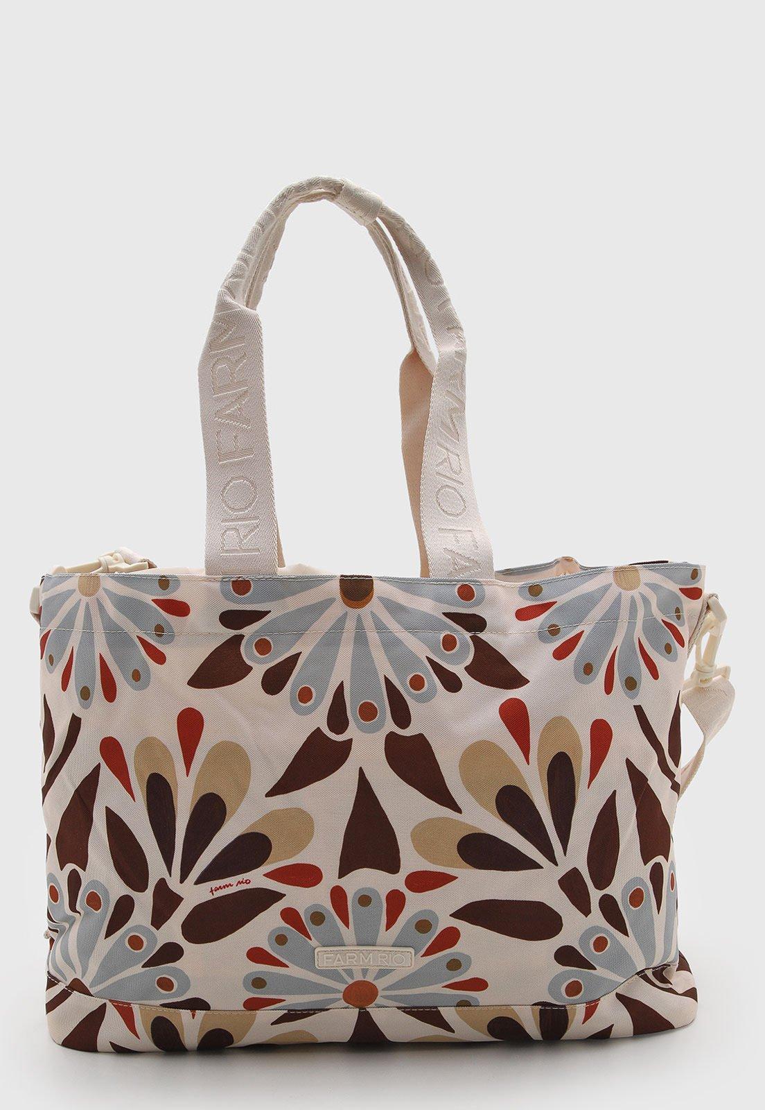 Bolsa FARM Carioca Florejo Estampa Floral Off-White
