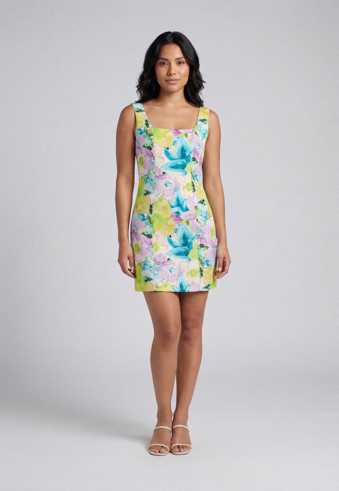 Vestido Feminino Lança Perfume Estampa Floral Algodão Lilás