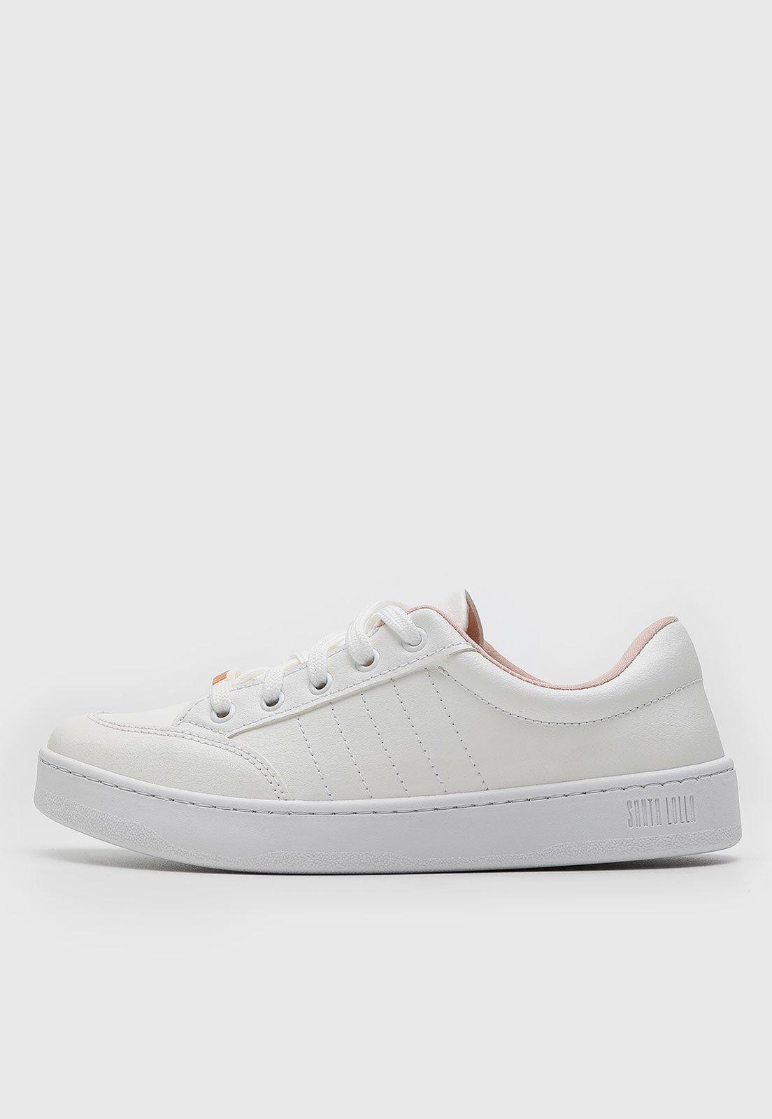 Tênis Feminino Santa Lolla Casual Branco com Detalhe Rosa