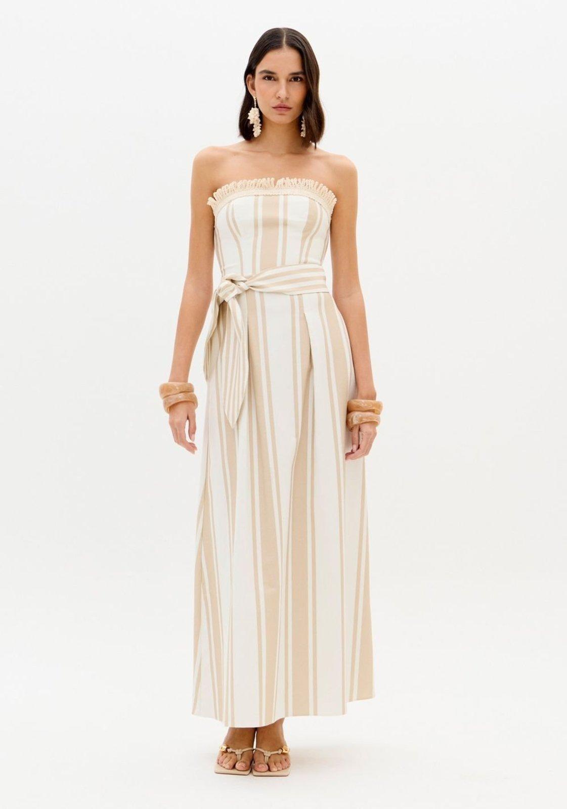 Vestido Longo Sem Alças Com Faixa Lança Perfume