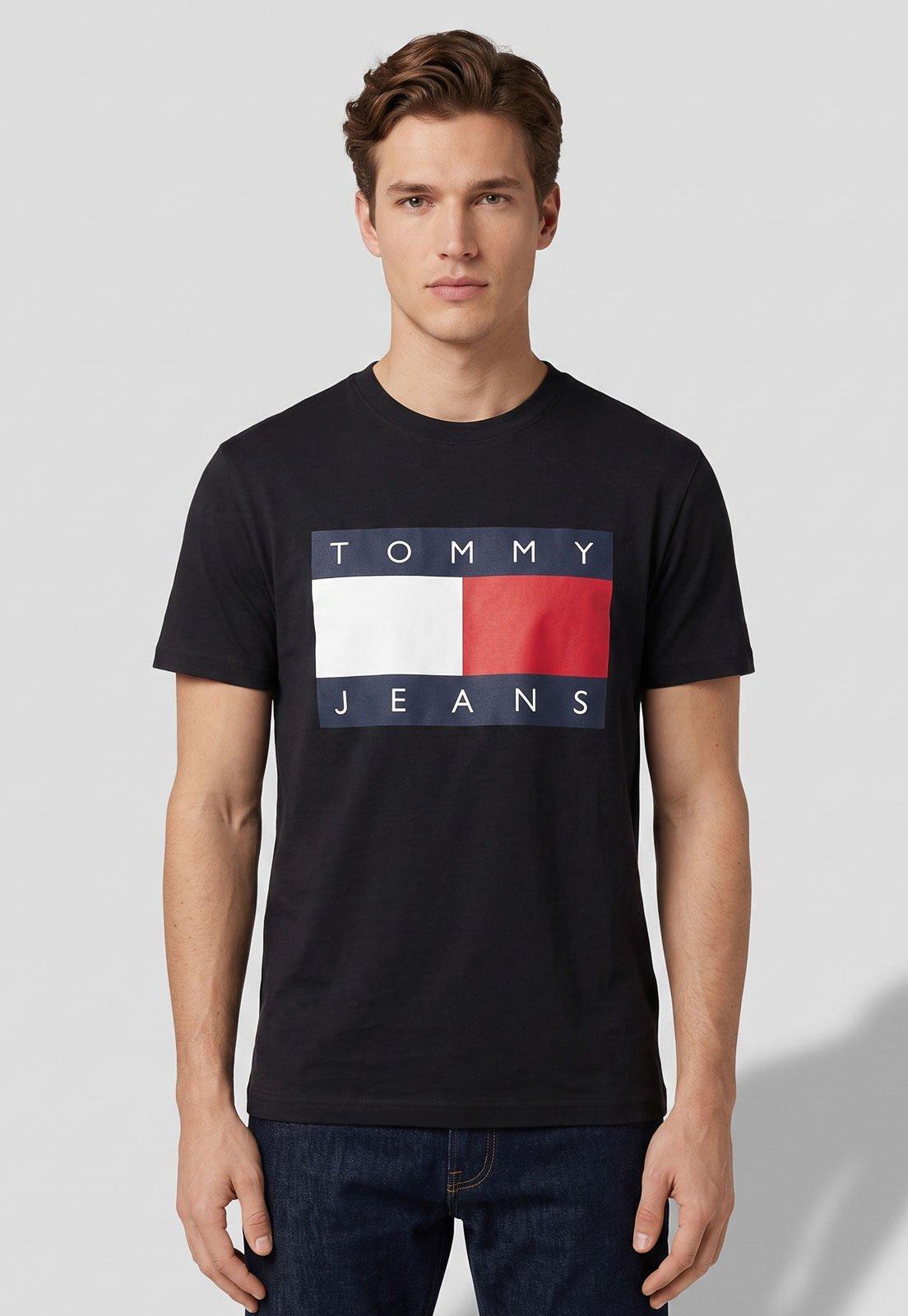 Camiseta Masculina Tommy Jeans Big Flag Preta