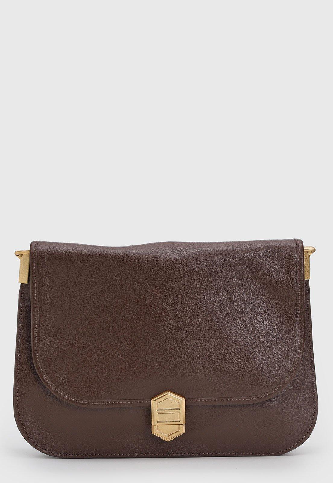Bolsa Feminina Arezzo Estruturada Metal Dourado Marrom