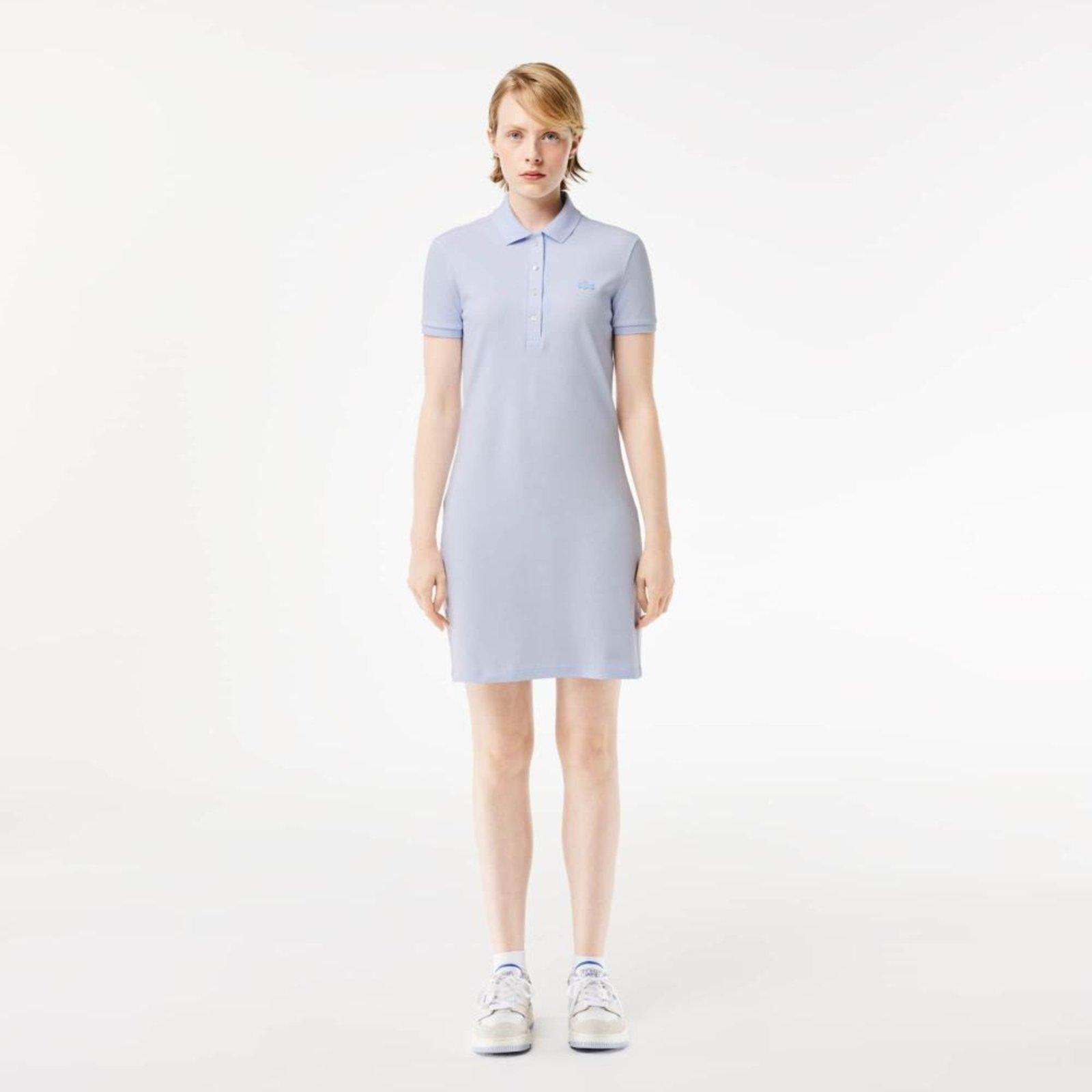 Vestido polo feminino Lacoste em piqué de algodão Azul
