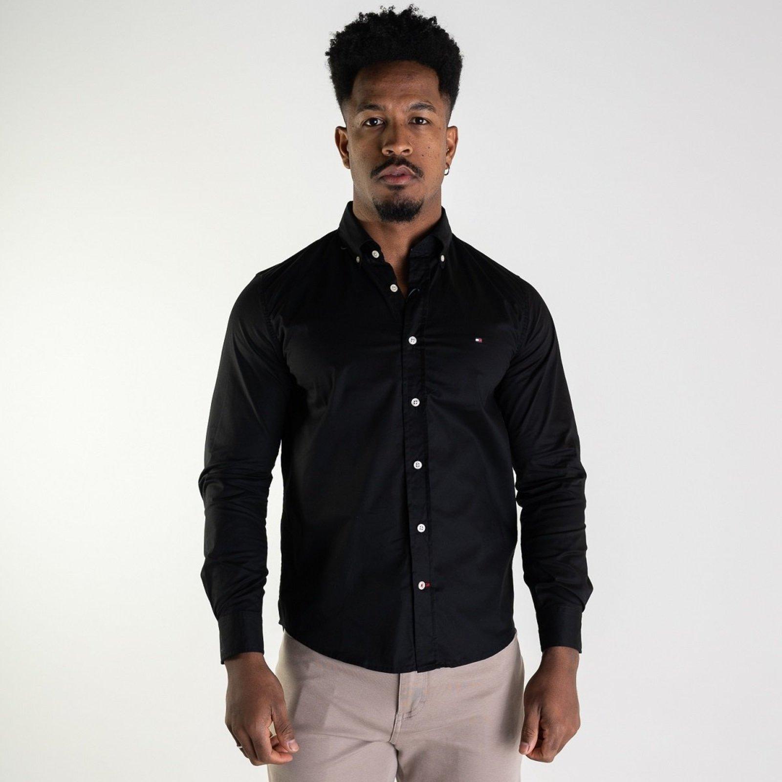 Camisa Tommy Hilfiger Oxford Regular Fit Preta