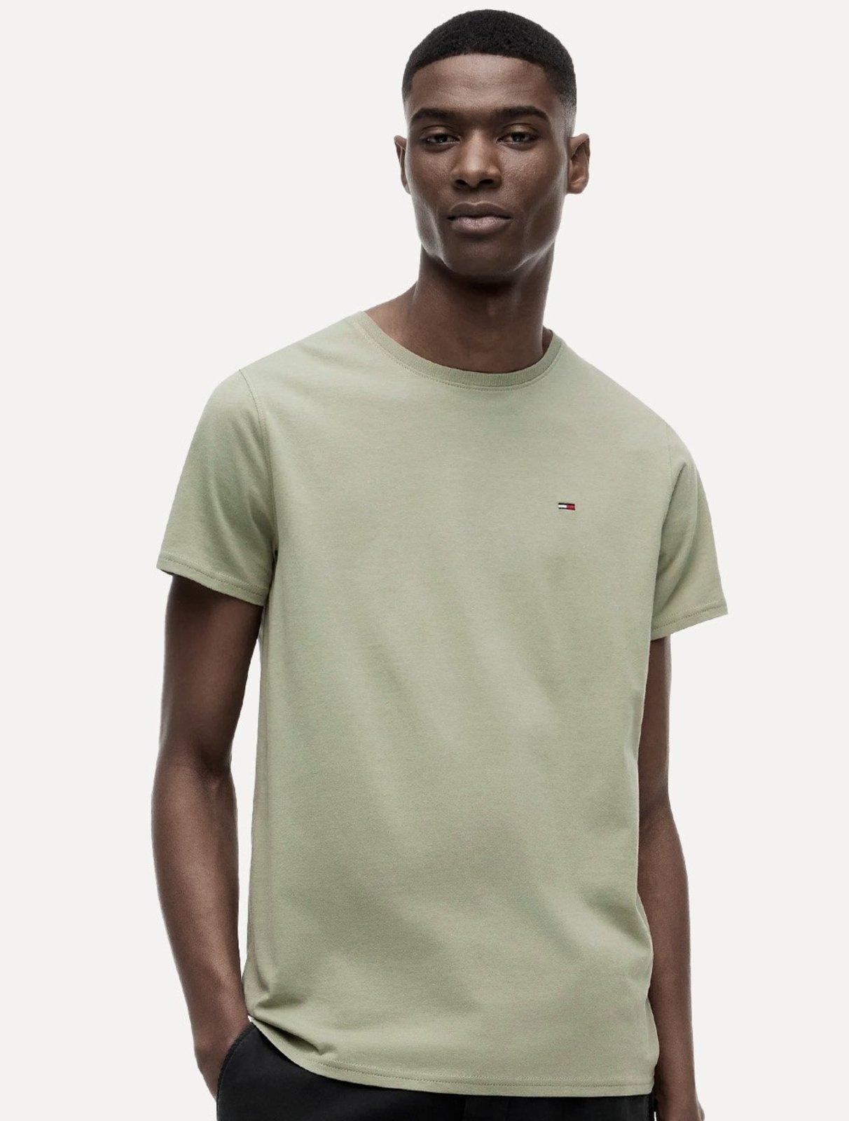Camiseta Tommy Jeans Masculina Regular Jersey C-Neck Flag Verde Musgo