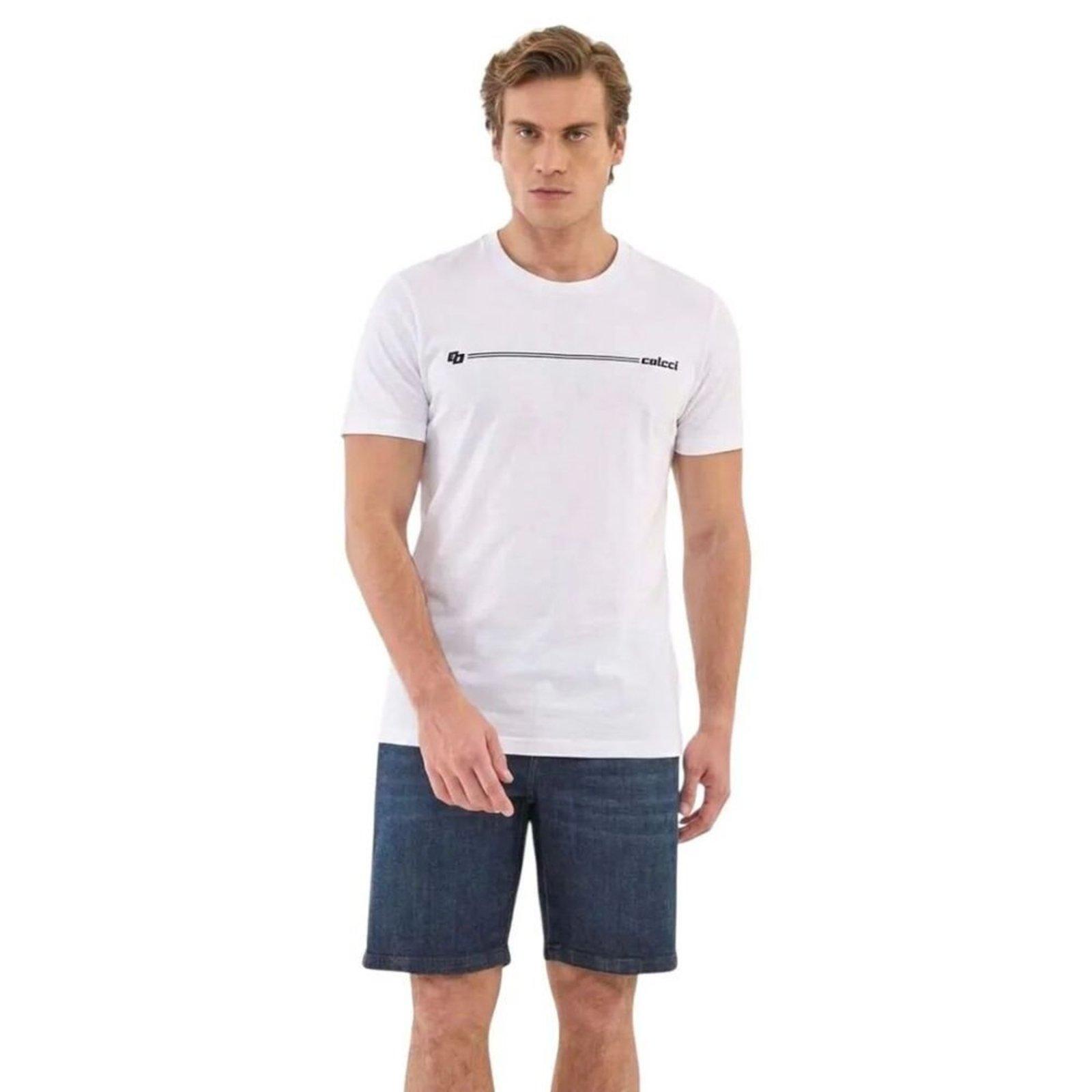 Camiseta Slim Com Detalhe Em Estampa Colcci Off Shell