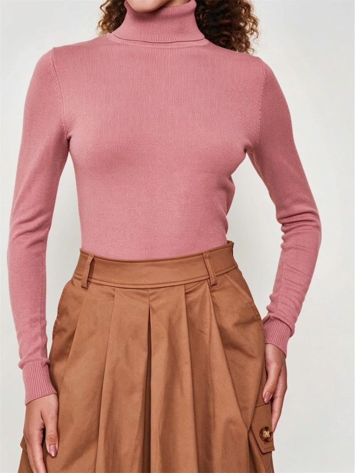 Blusa Slim Manga Longa Gola Alta Colcci Rosa Popcorn
