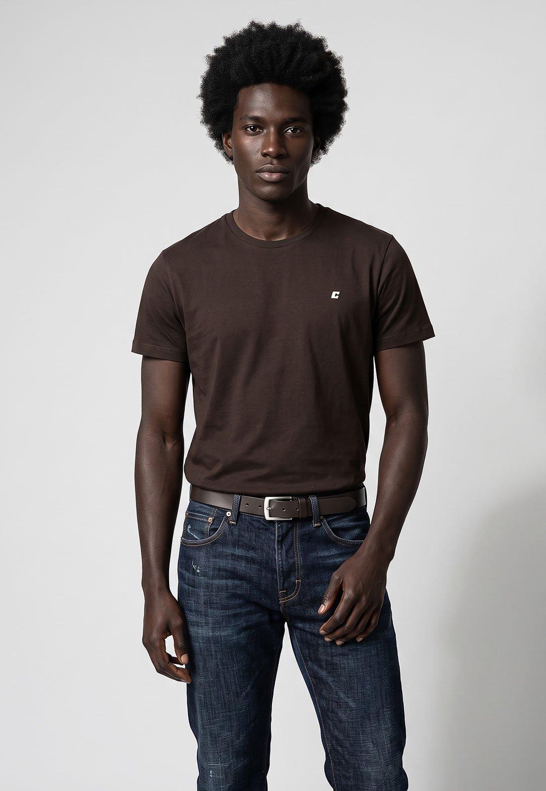 Camiseta Masculina Colcci Logo Marrom