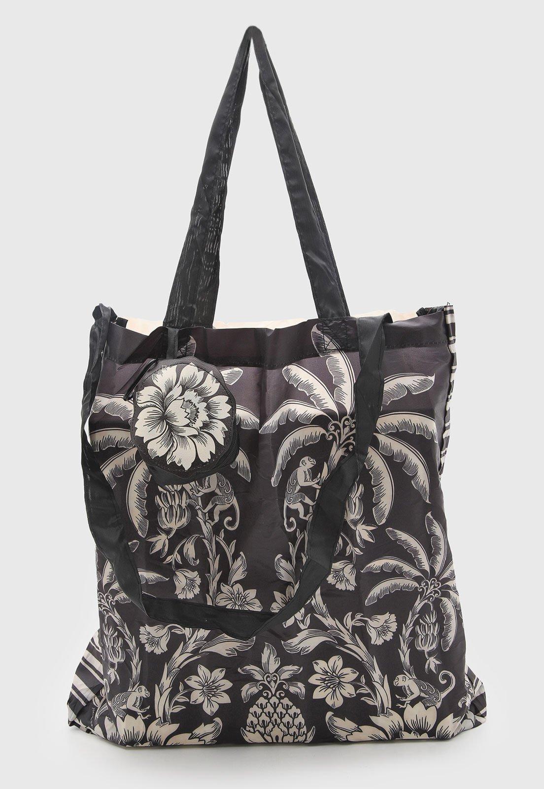 Bolsa Feminina FARM Me Leva Guanacaste Floral Preta