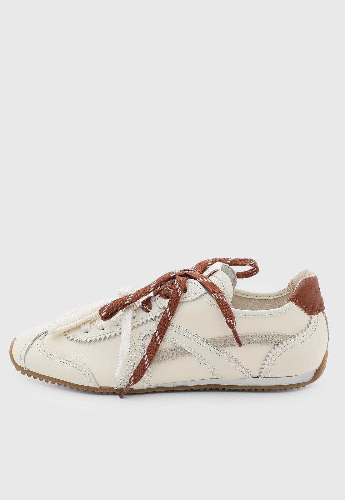 Tênis Feminino Arezzo Couro Cadarço Off-White