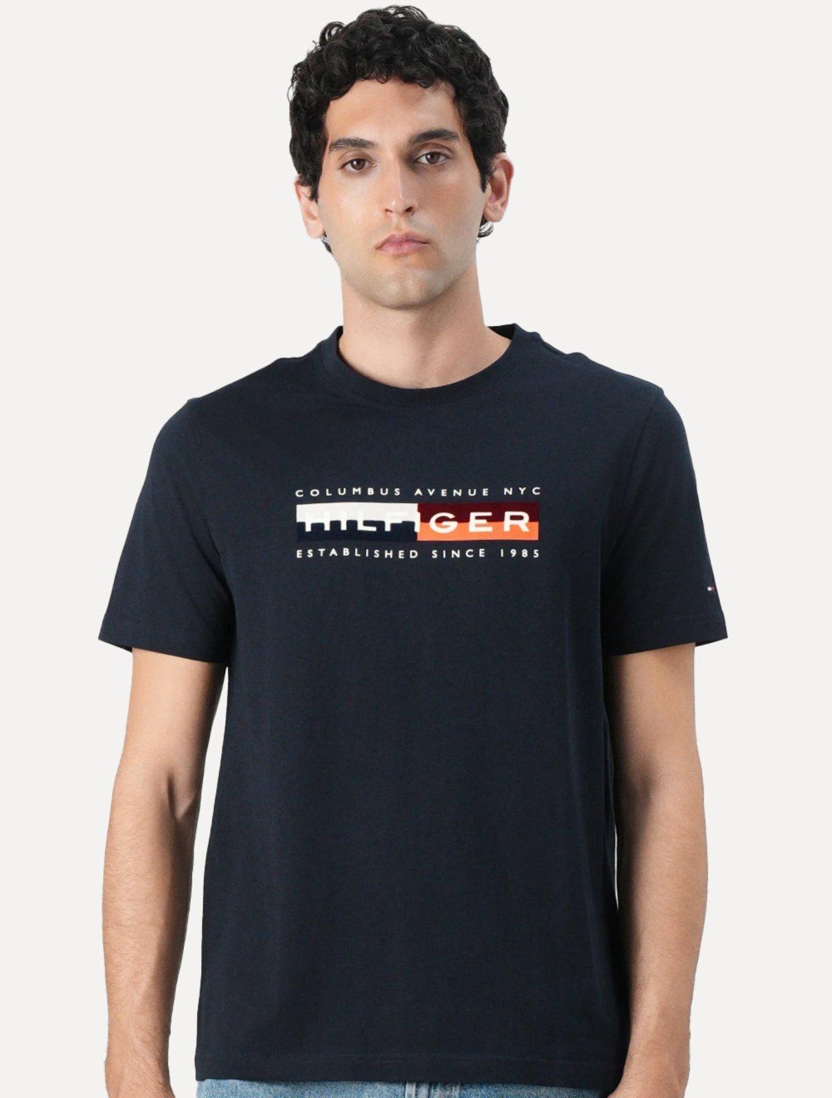 Camiseta Tommy Hilfiger Masculina Colour Block Graphic Azul Marinho