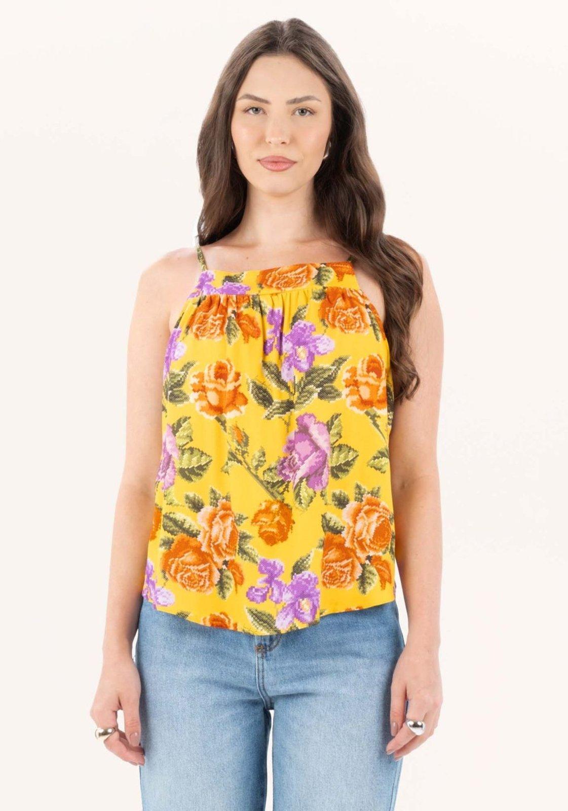 Blusa Descolada De Alças Decote Reto Lança Perfume