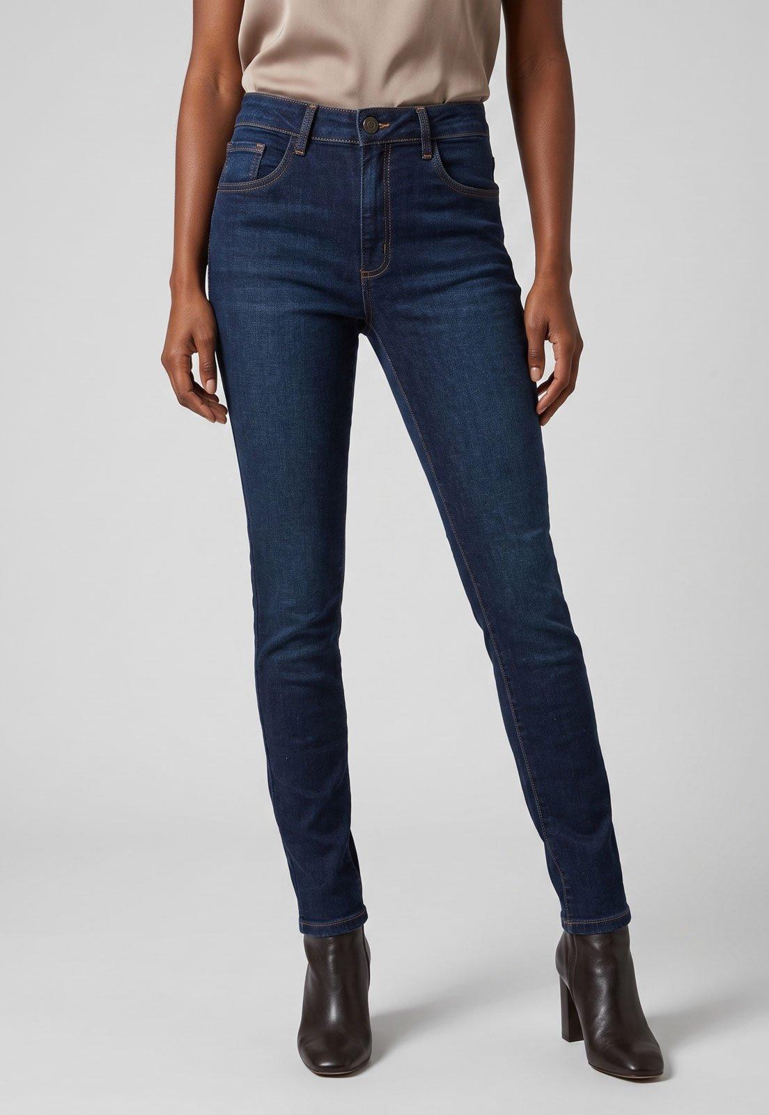 Calça Feminina Lança Perfume Jeans Cintura Alta Azul Escuro