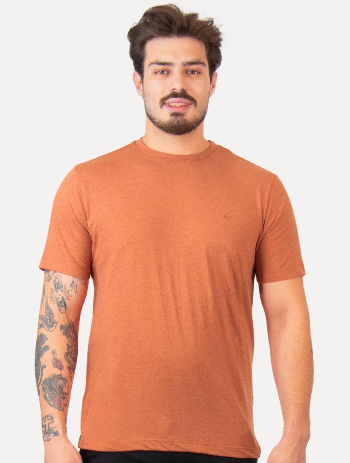Camiseta Aramis Masculina Basic Lisa Mono Icon Terracota Mescla