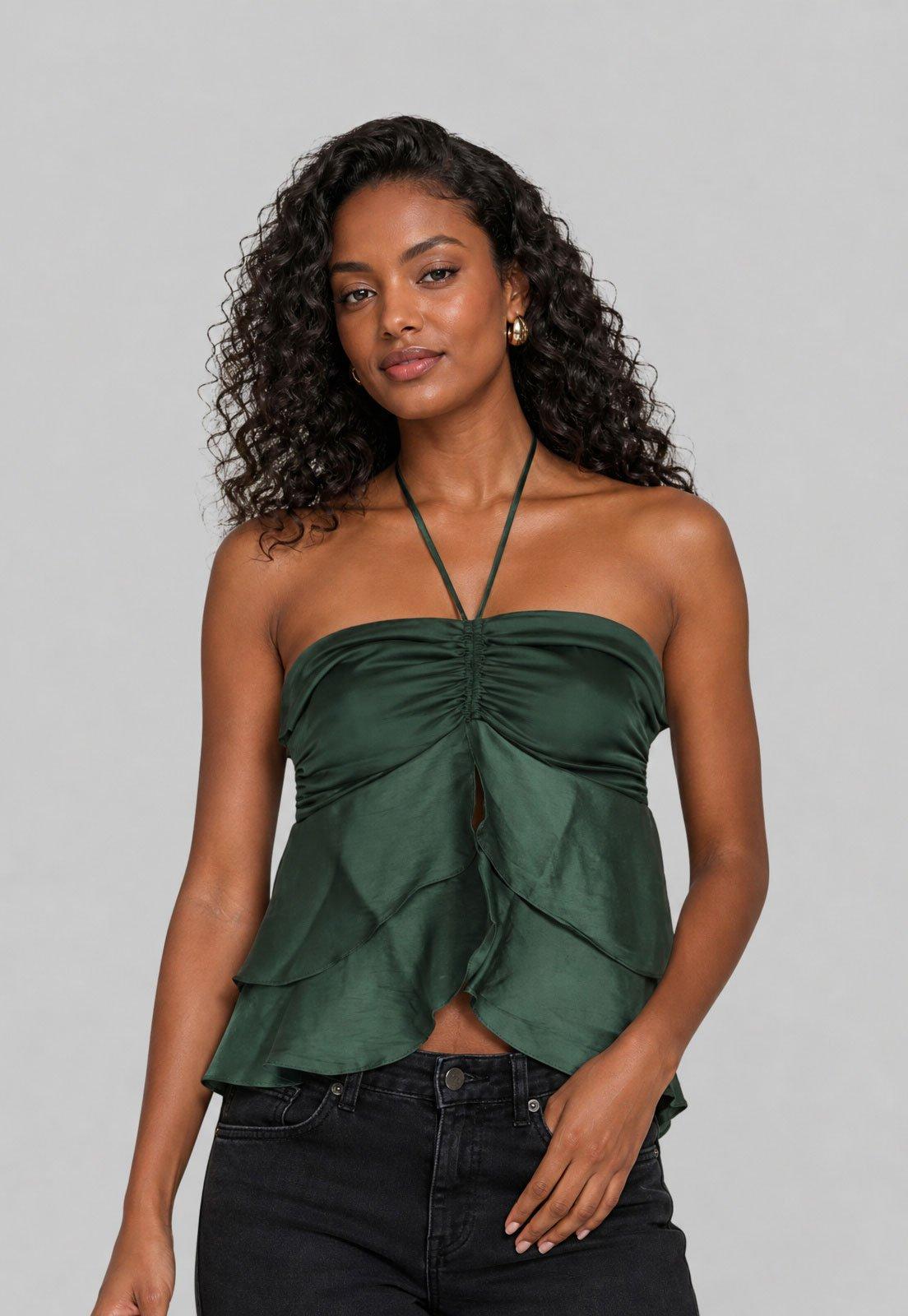 Blusa Feminina FARM Babado Verde