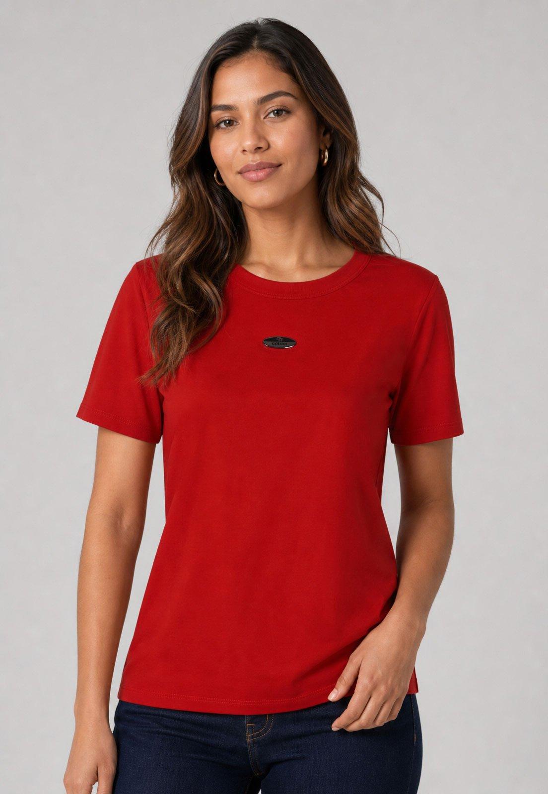 Camiseta Feminina Colcci Logo Vermelha