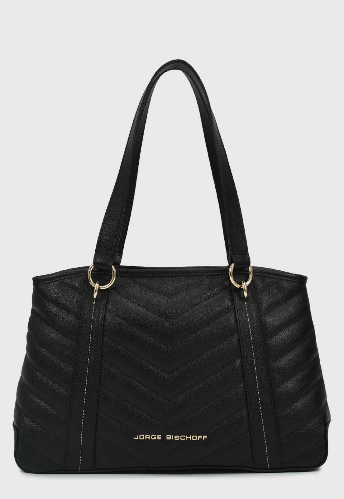 Bolsa Feminina Jorge Bischoff Couro Matelassê Preta