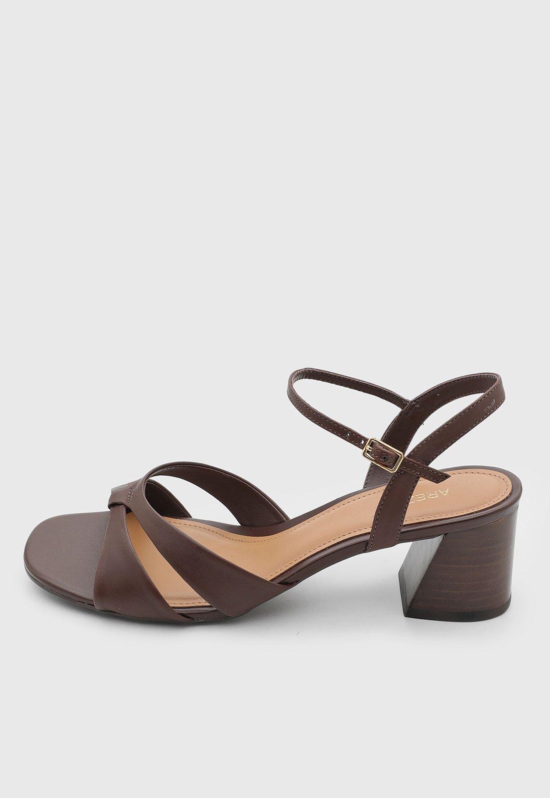 Sandália Feminina Arezzo Couro Marrom