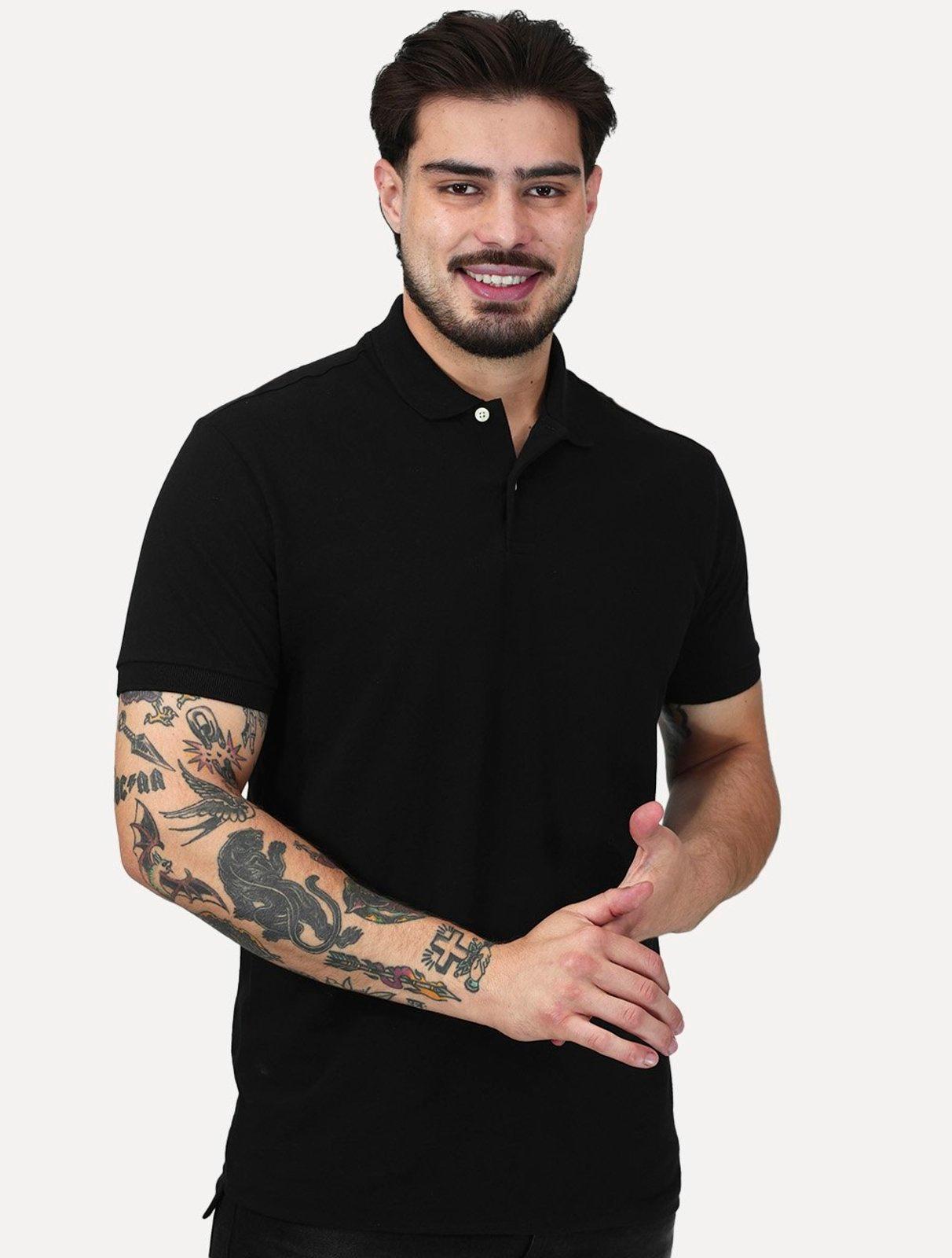 Polo Aramis Masculina Regular Basic Piquet Surton Mono Logo Preto