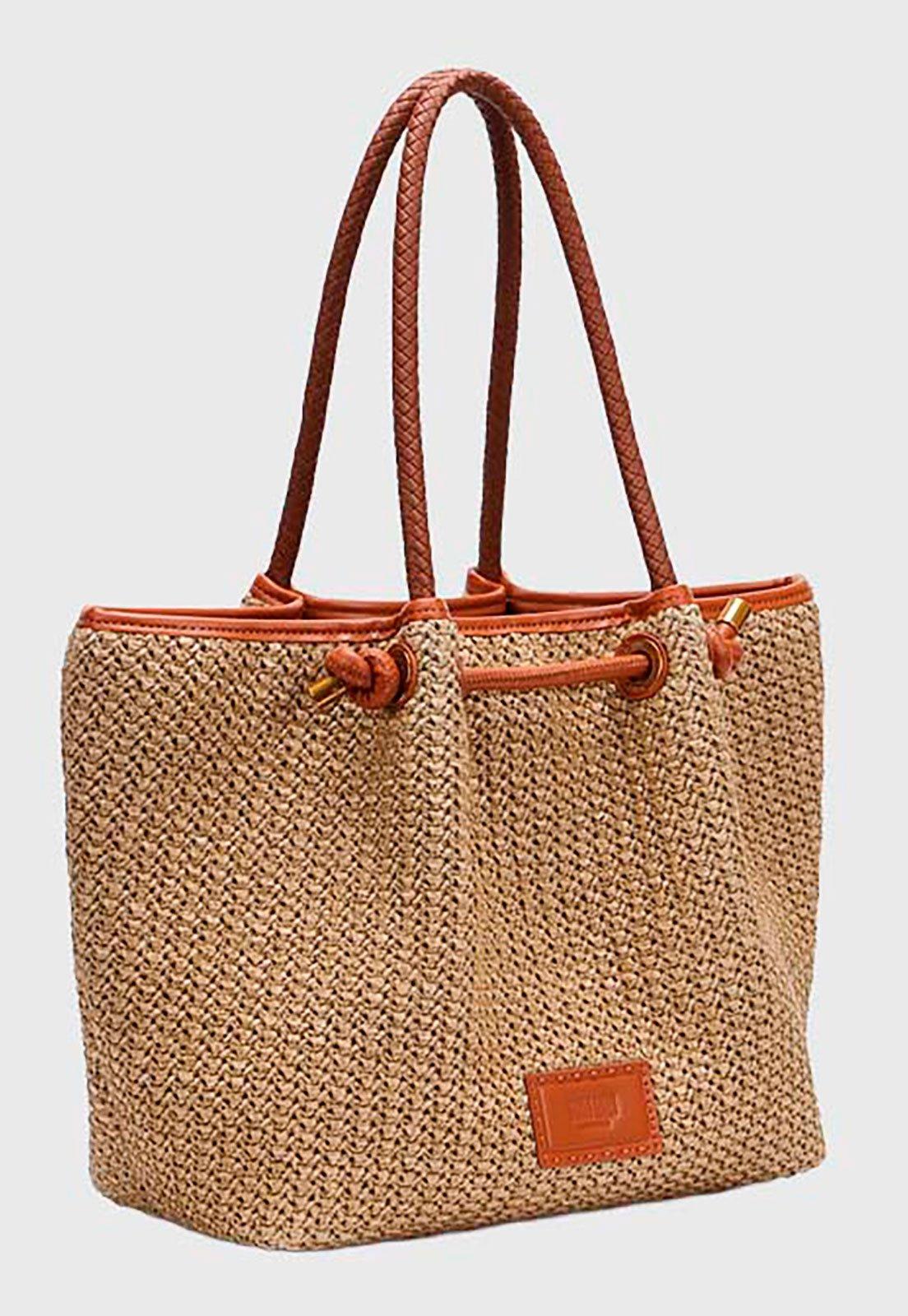 Bolsa Feminina Santa Lolla Grande Trançada Bege