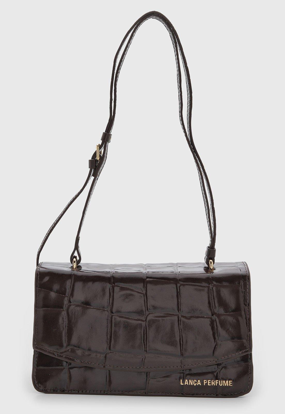 Bolsa Feminina Lança Perfume Couro Marrom Escuro