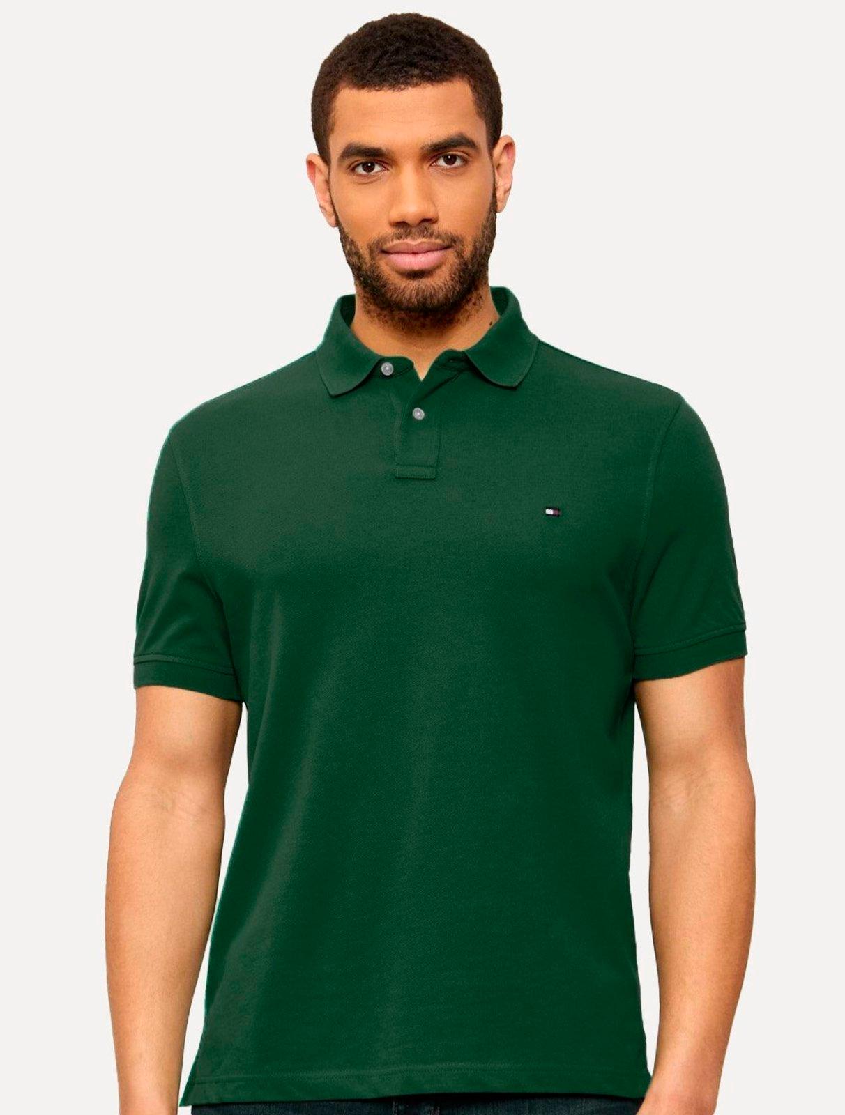 Polo Tommy Hilfiger Masculina Regular Piquet 1985 Verde Bandeira