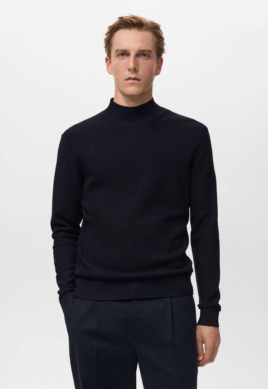 Suéter Masculino Mango Gola Alta Preto