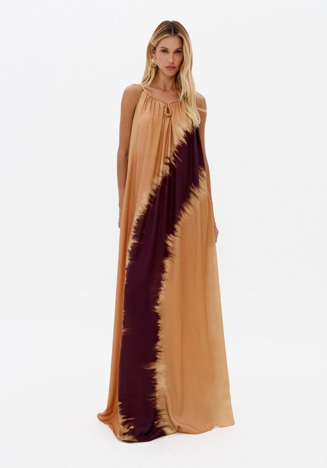 Vestido Longo Estampado Com Viscose Lança Perfume