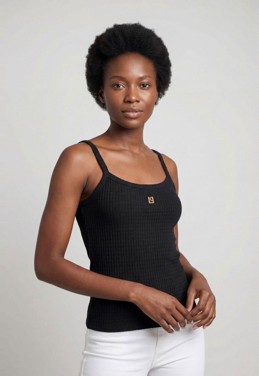 Blusa Feminina Lança Perfume Decote Quadrado Preta