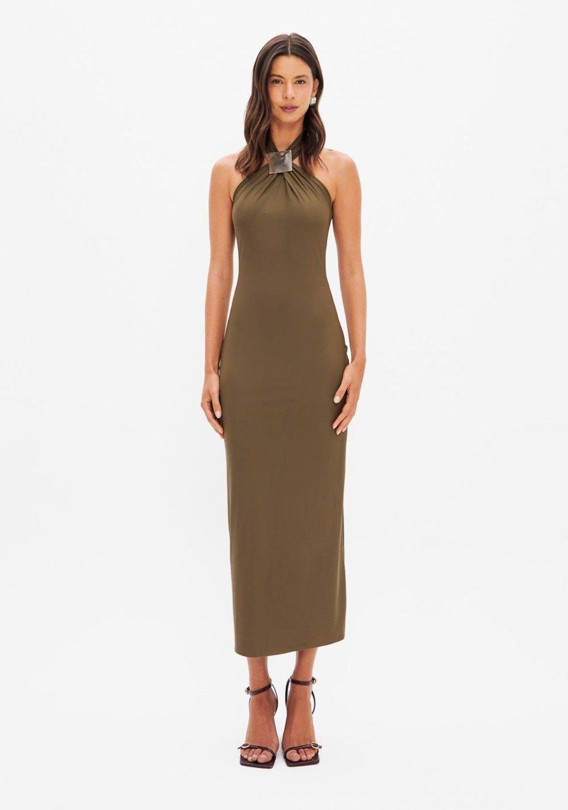 Vestido Super Midi Com Metal Lança Perfume