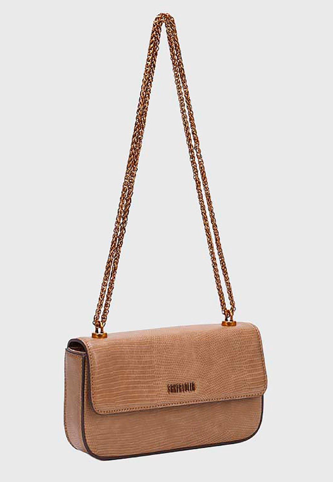 Bolsa Feminina Santa Lolla Lezard Corrente Bege