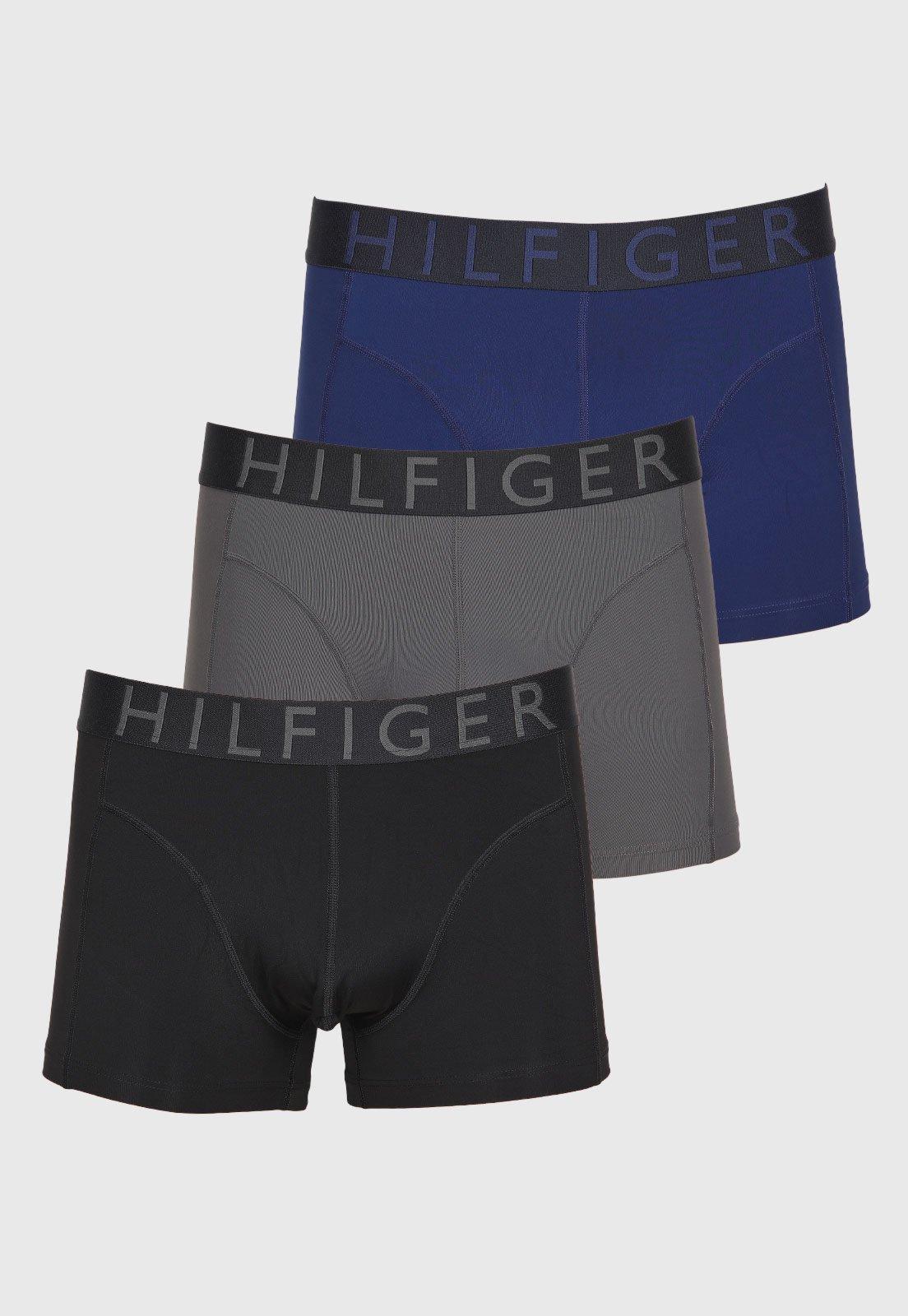 Kit 3 Cuecas Trunk Masculina Tommy Hilfiger Cintura Média Preta