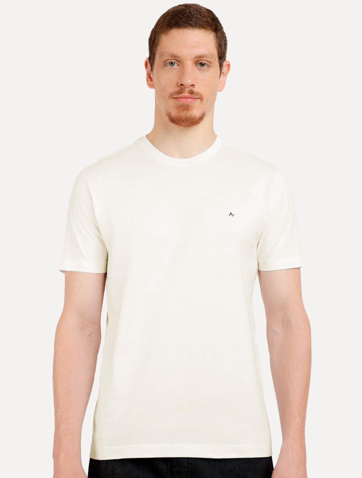 Camiseta Aramis Masculina Basic Lisa Dark Logo Off White