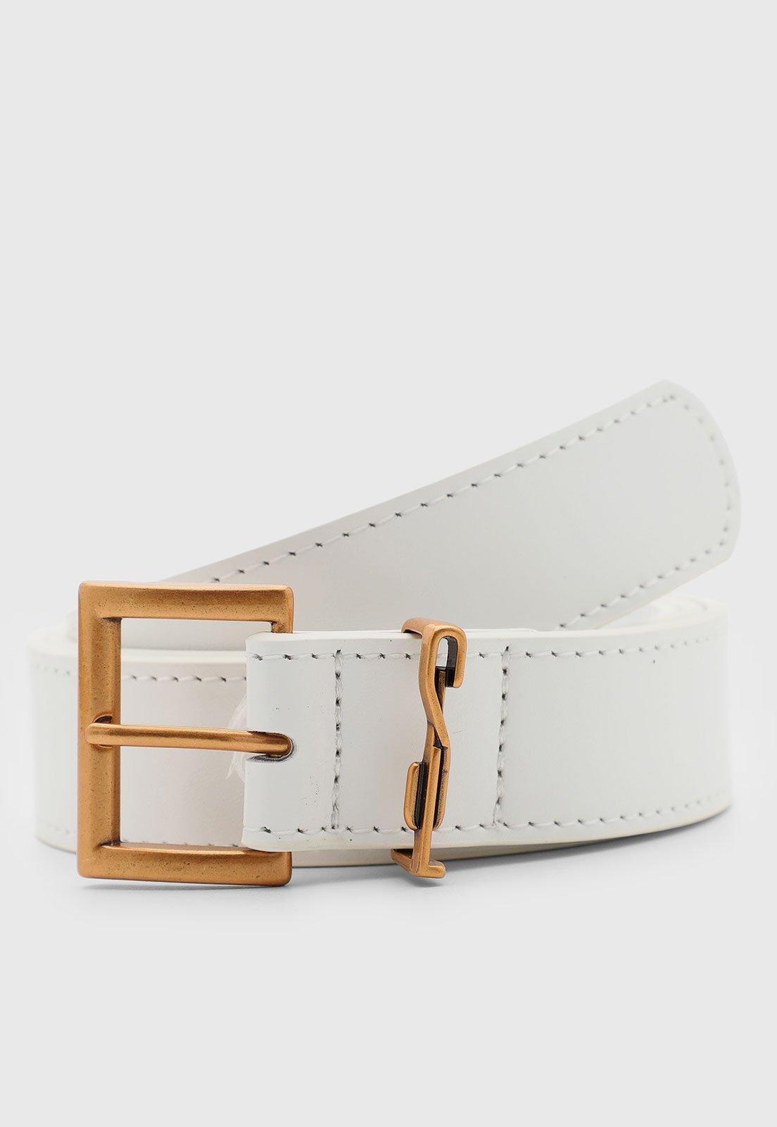 Cinto Feminino Santa Lolla Fivela Metal Couro Branco