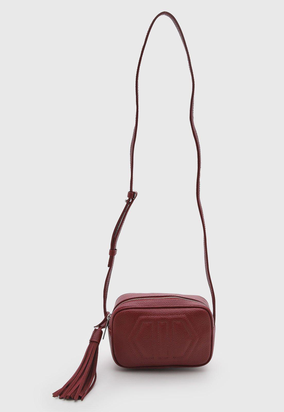 Bolsa Feminina Arezzo Franjas Texturizada Vermelha