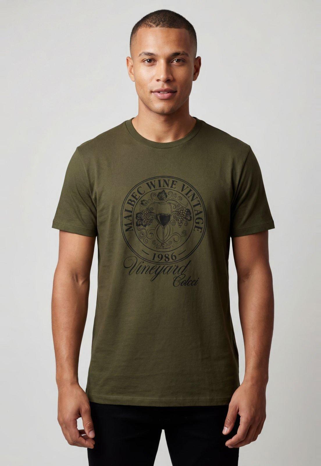Camiseta Masculina Colcci Estampa Vintage Verde