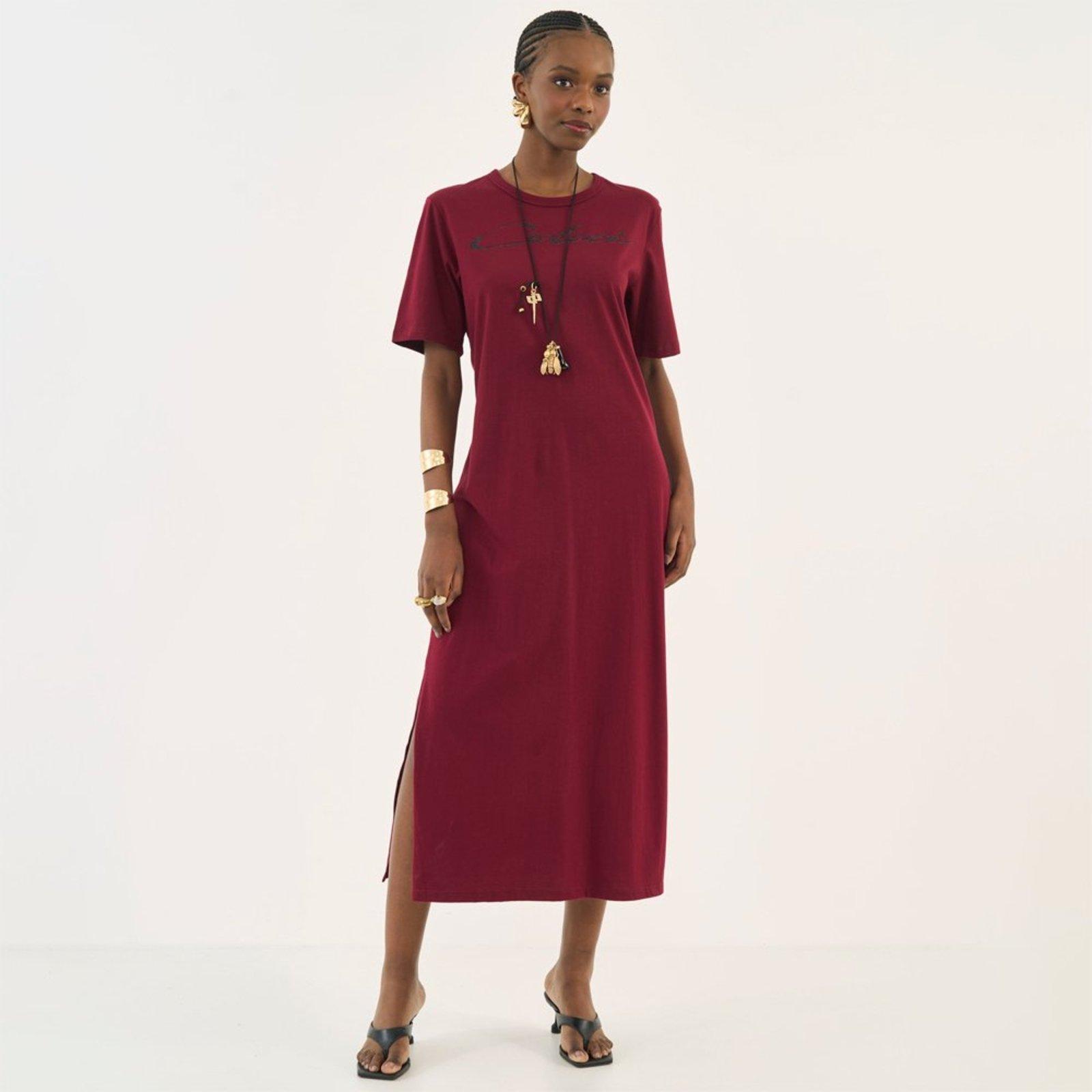 Vestido Midi Colcci Aplicação Ou26 Bordô Feminino