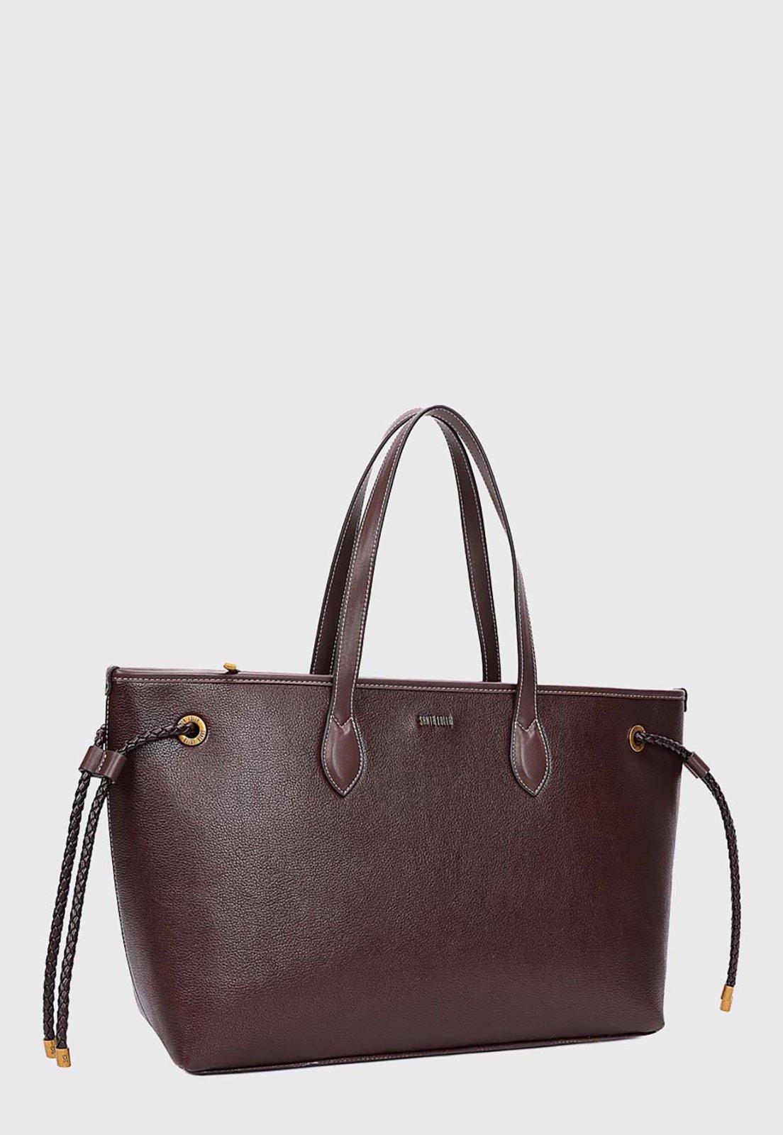 Bolsa Grande Santa Lolla Tote Detalhe Texturizado Marrom