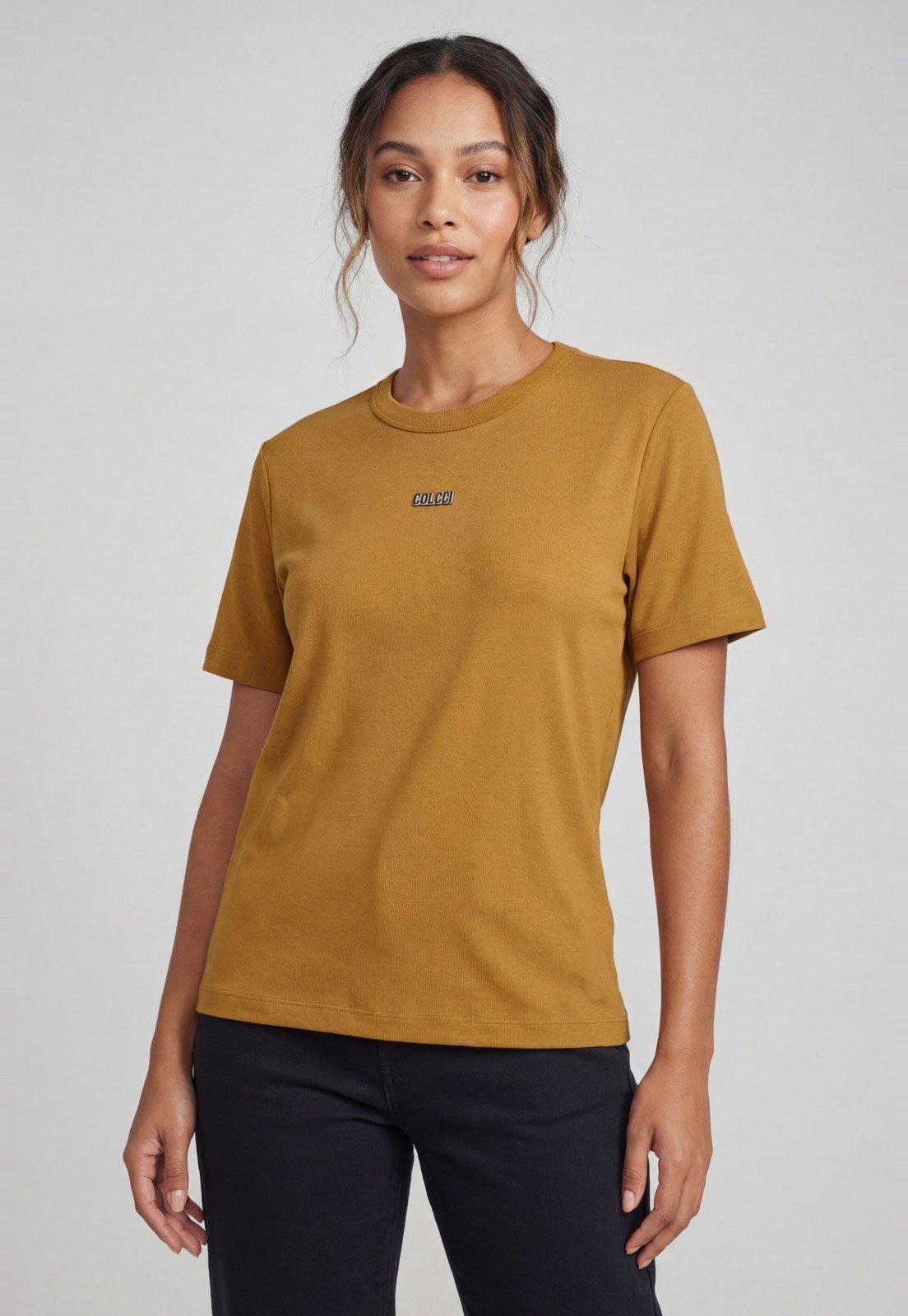 Camiseta Feminina Colcci Decote Redondo Caramelo