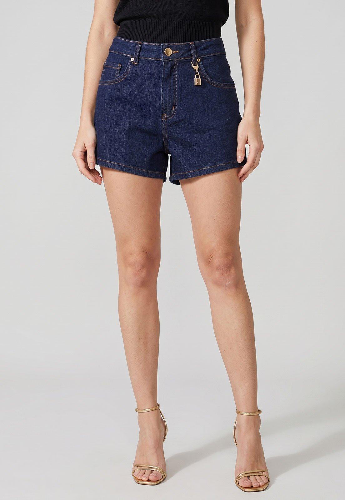 Shorts Feminino Lança Perfume Cintura Alta Azul