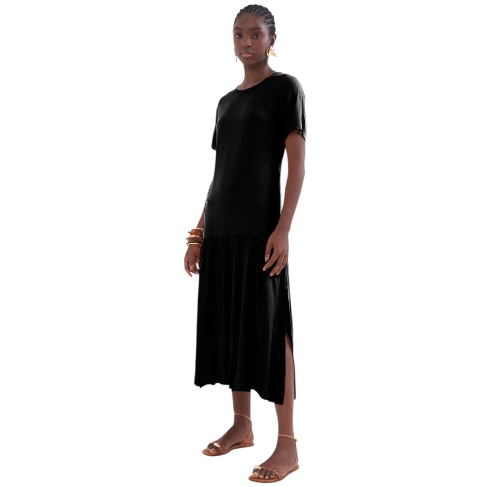 Vestido Midi Reto Com Drapeado Colcci Preto