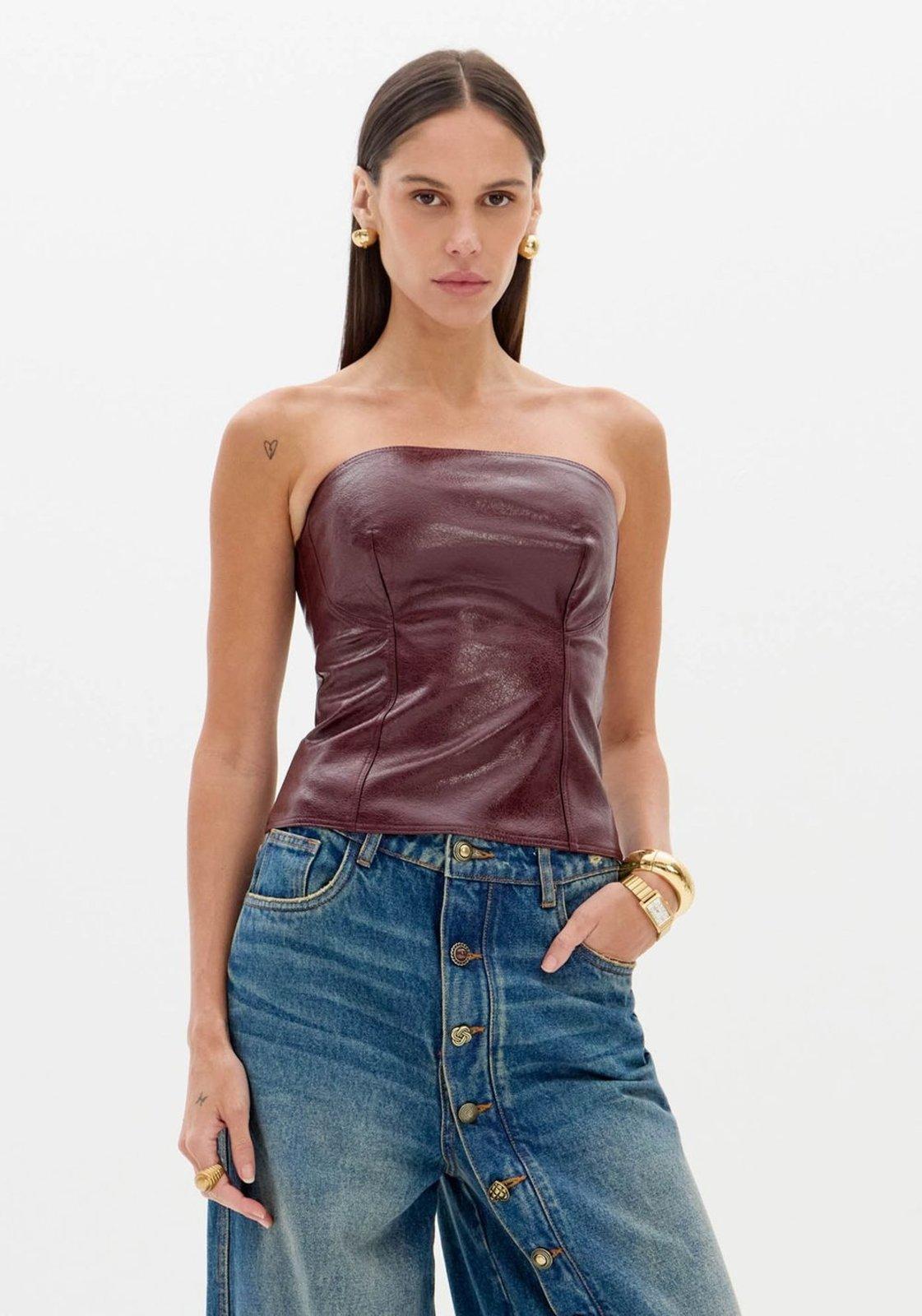 Blusa Corset Com Decote Reto Lança Perfume