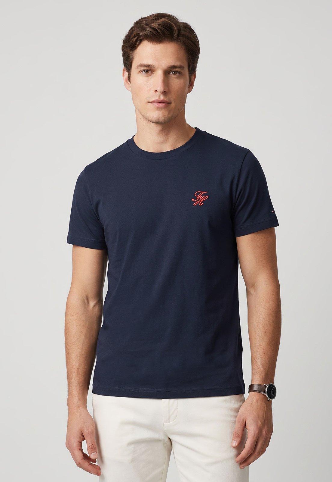 Camiseta Masculina Tommy Hilfiger Gola Redonda Navy