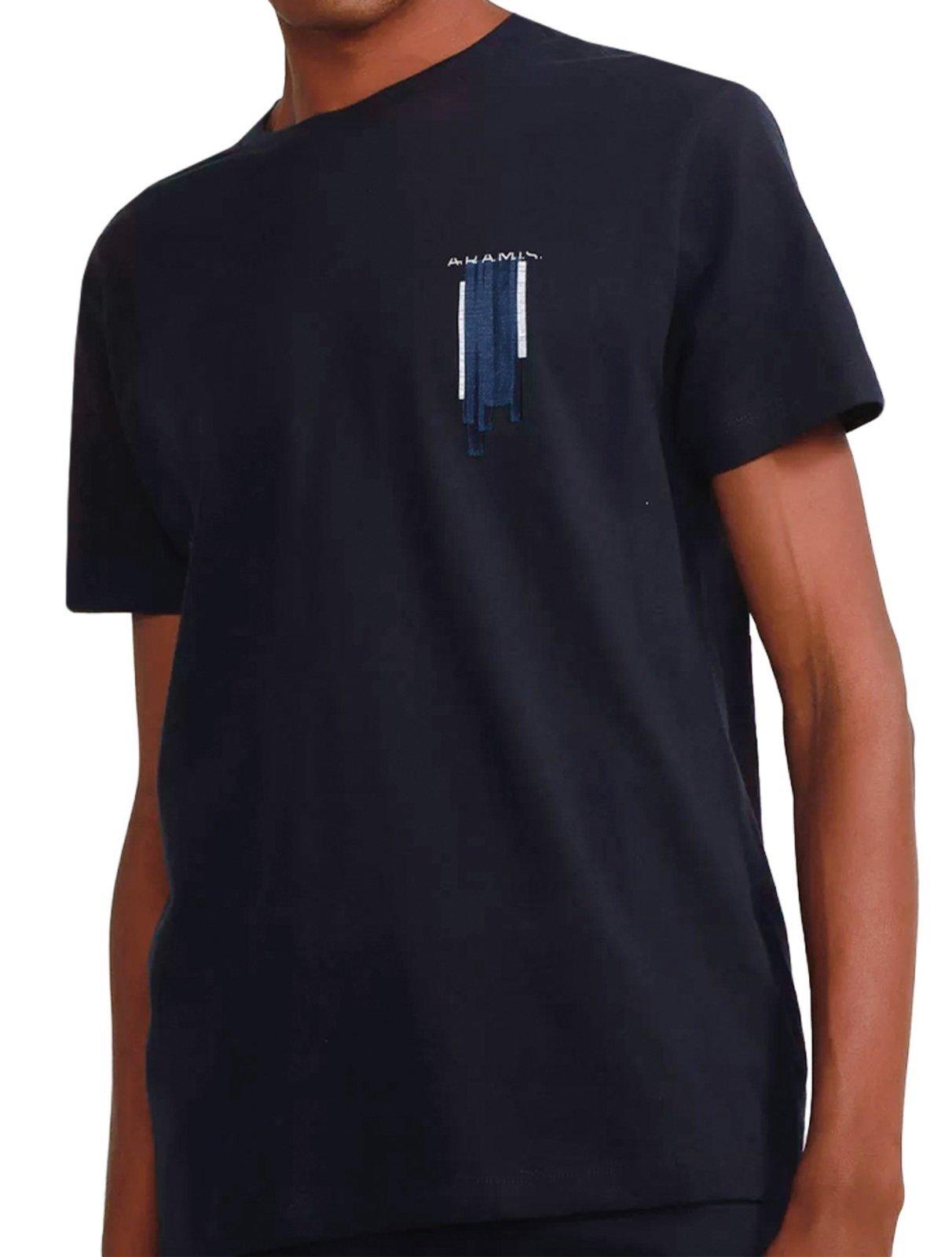 Camiseta Aramis Masculina Regular Estampa Peito Aquarela Azul Marinho