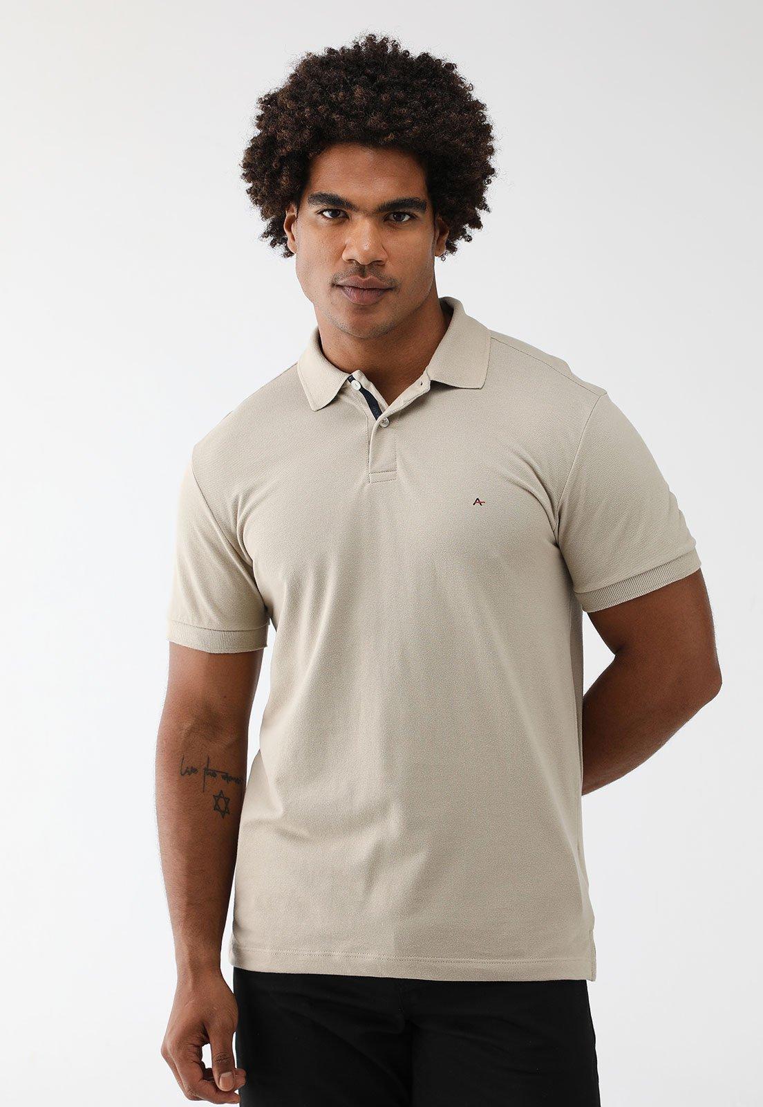 Camisa Polo Aramis Slim Logo Bordado Bege