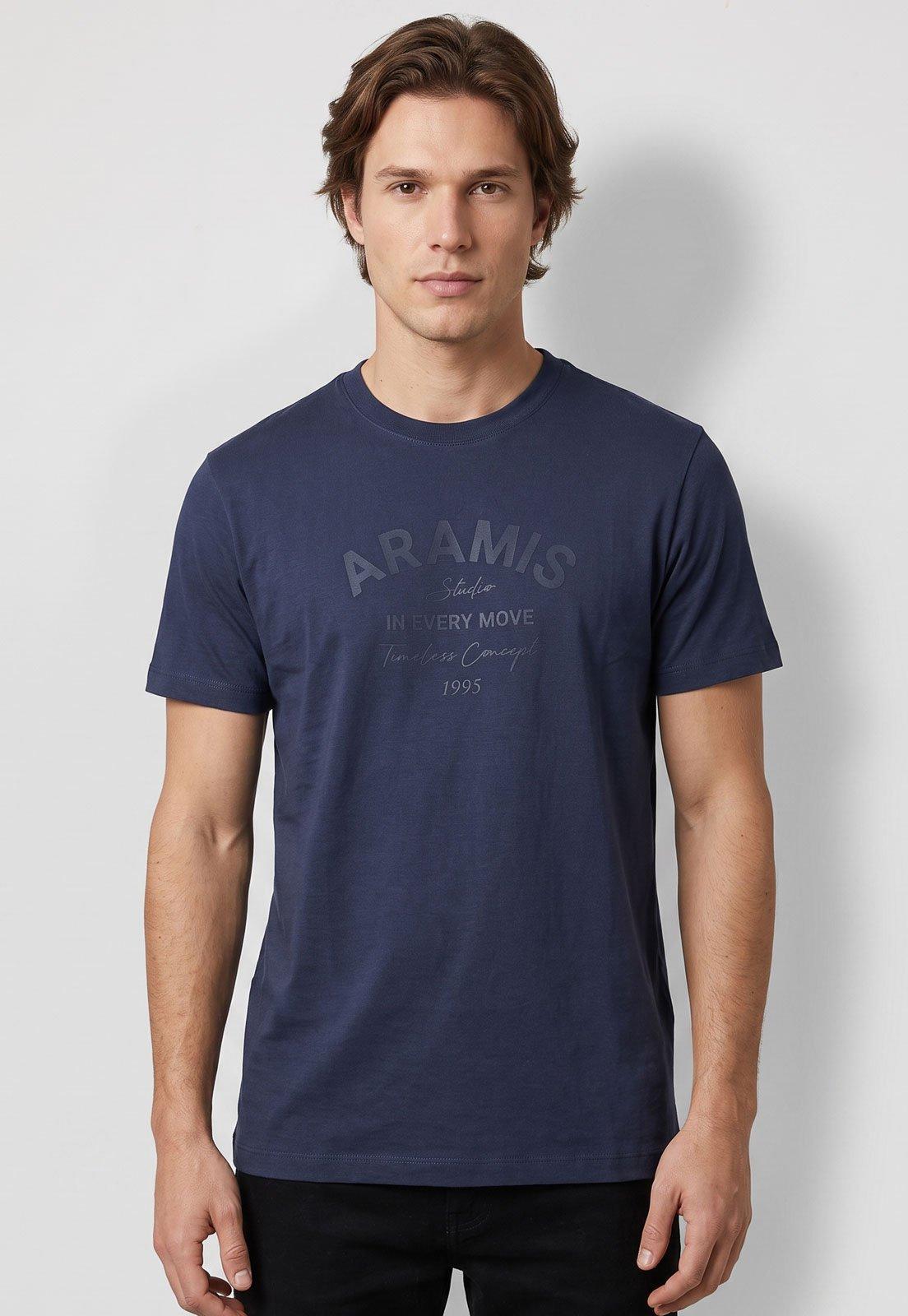 Camiseta Masculina Aramis Estampa Logo Azul Escuro