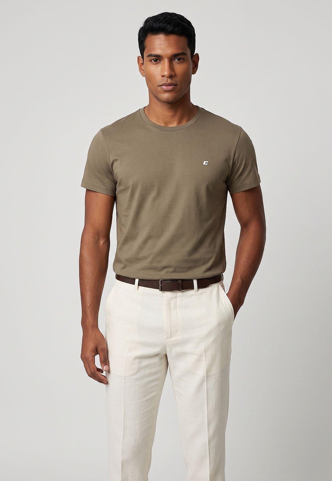 Camiseta Masculina Colcci Gola Redonda Oliva