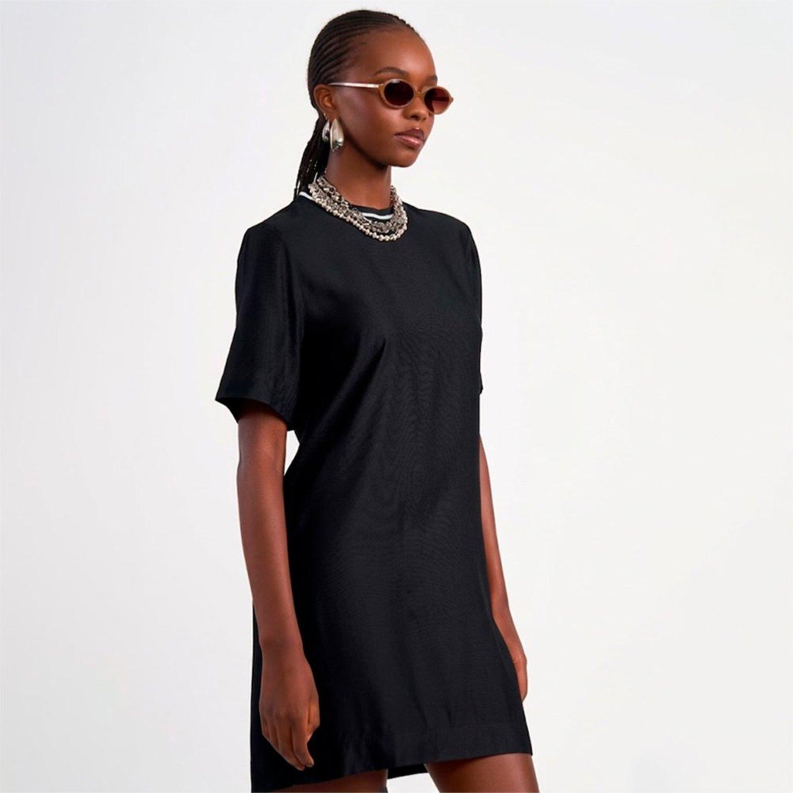 Vestido Curto Colcci Gola Listra In26 Preto Feminino