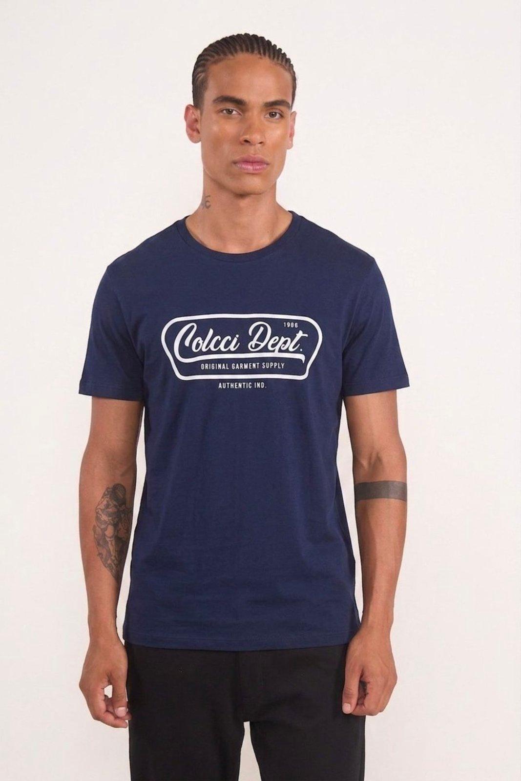 Camiseta Masculina Estampada - Colcci Dept Azul Darkness